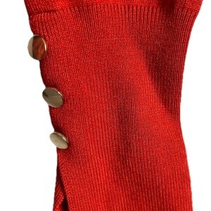 Zara Red Crew Neck Sweater with Gold Buttons